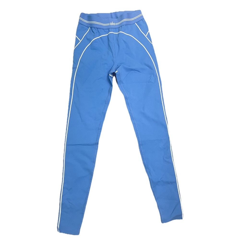ALO Yoga Heart Throb Leggings Crystal Clear Blue and White Small NWOT
